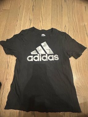 Adidas Boys Black Athletic T-Shirt Size 7 Casual School Tee